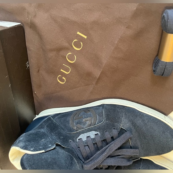 Men’s Gucci Blue Suede Interlocking GG Lace up sneaker - Picture 6 of 10
